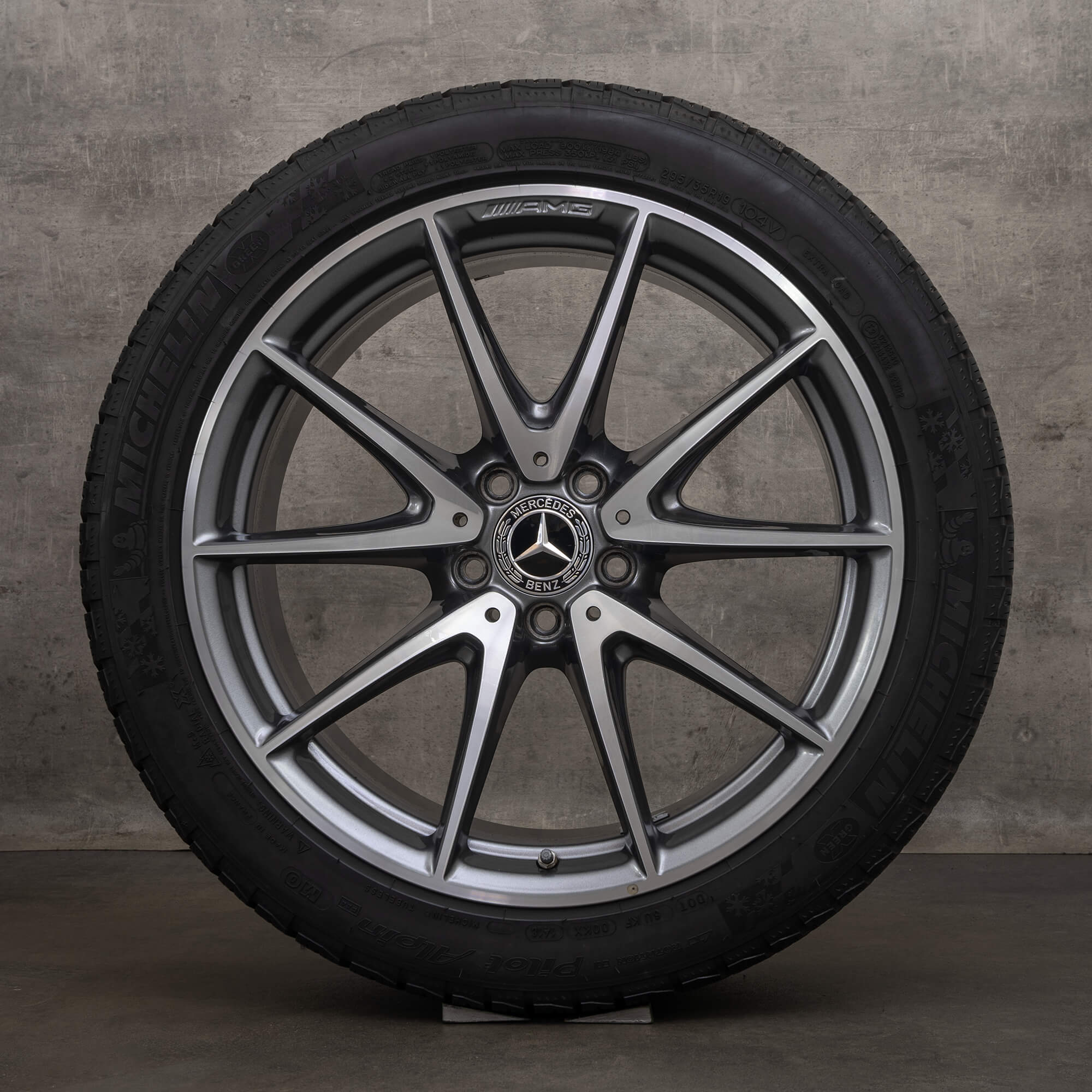 Jante originale AMG Mercedes Benz Clasa E E63 & S de iarnă 19 inch W213 S213 jante A2134012600 A2134012700 gri himalaya lucios