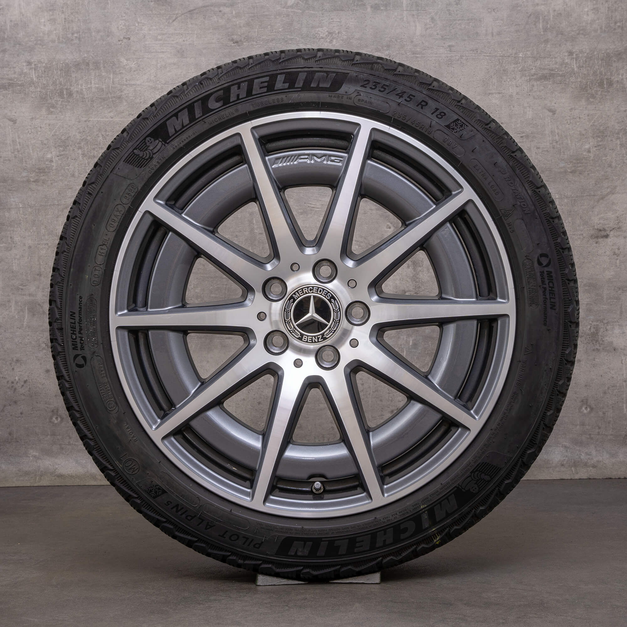 OEM AMG Mercedes Benz C-Class C43 winter tires 18 inch W206 S206 rims A2064012100 himalaya grey glossy turned