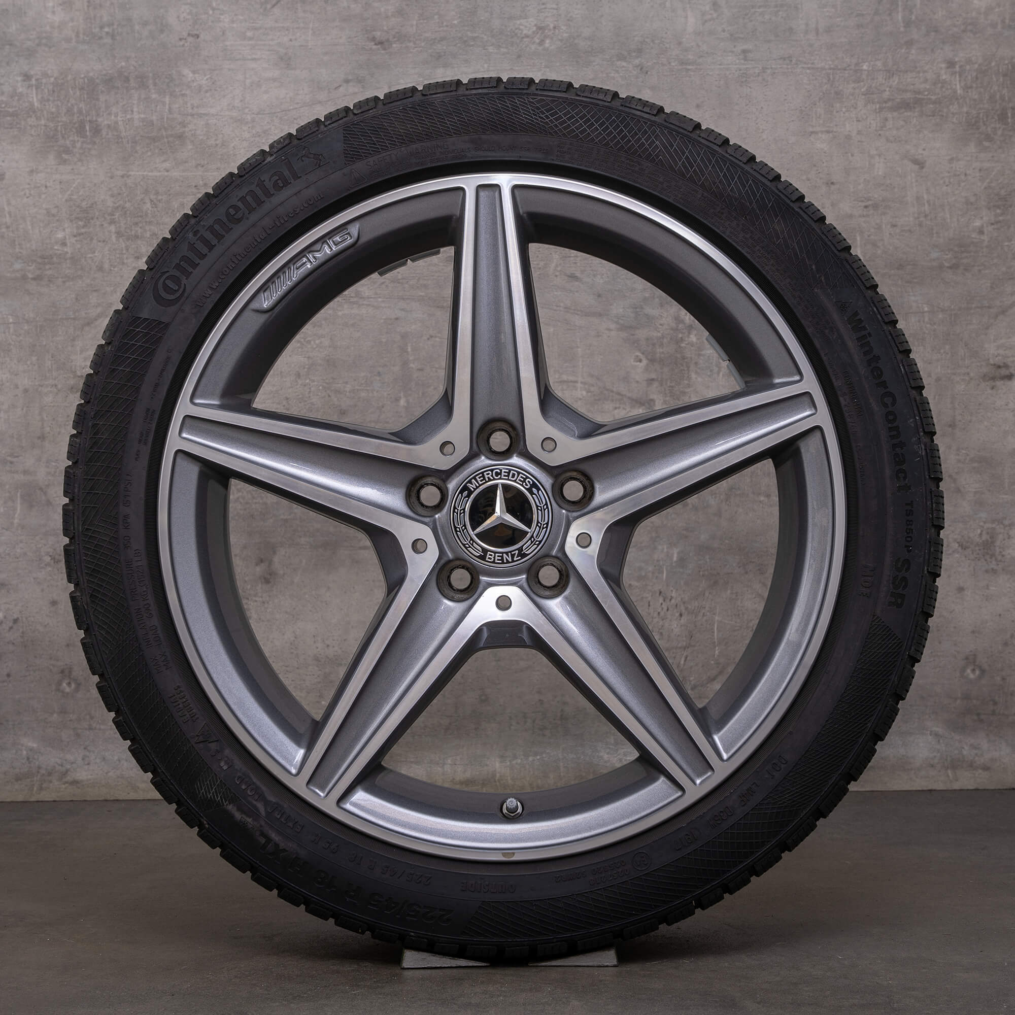 OEM AMG Mercedes Benz C-Class winter tires 18 inch W205 S205 C205 A205 rims A2054011100 himalaya grey glossy turned