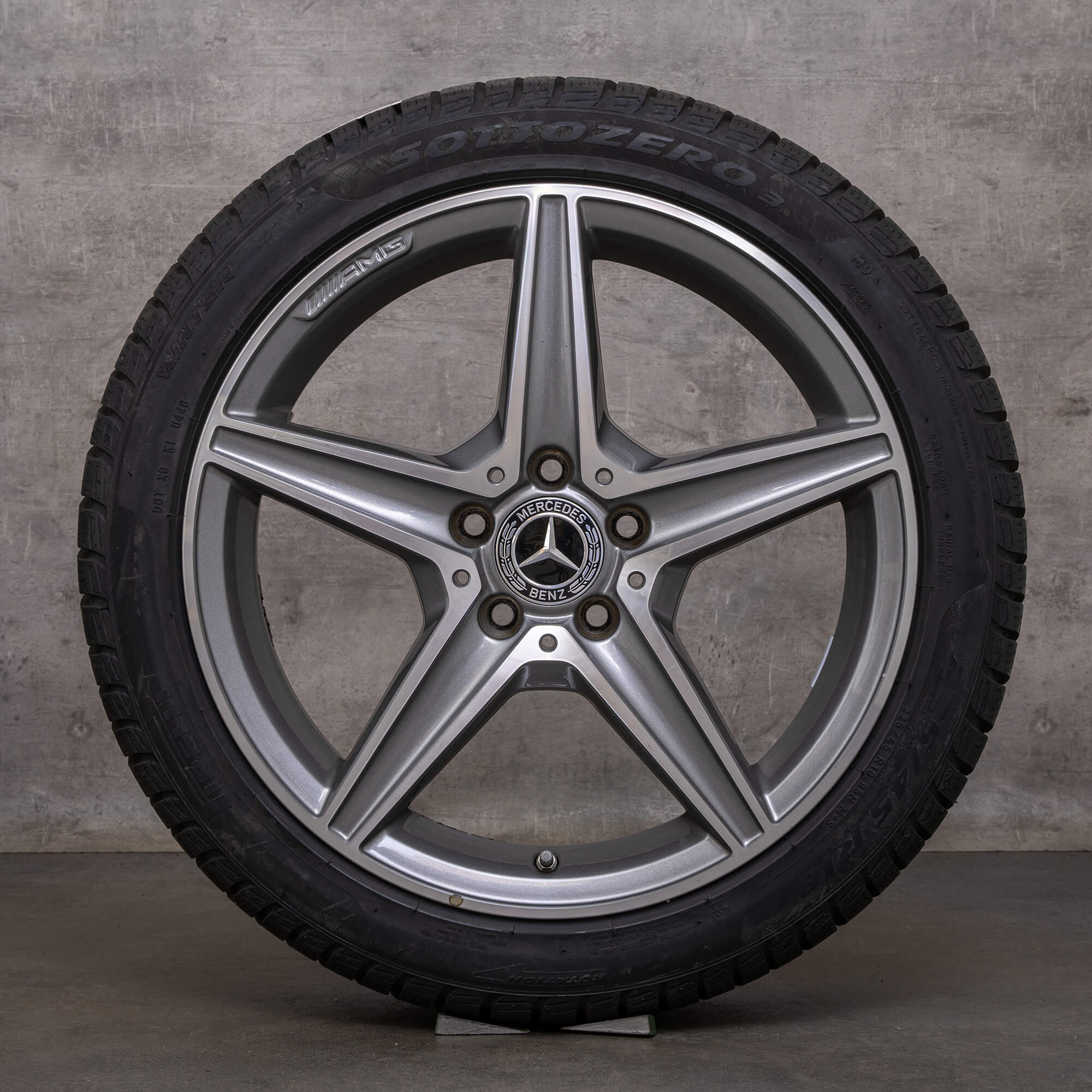 OEM Mercedes Benz C-Class AMG winter tires 18 inch W205 S205 C205 A205 rims A2054011100 himalaya grey glossy turned