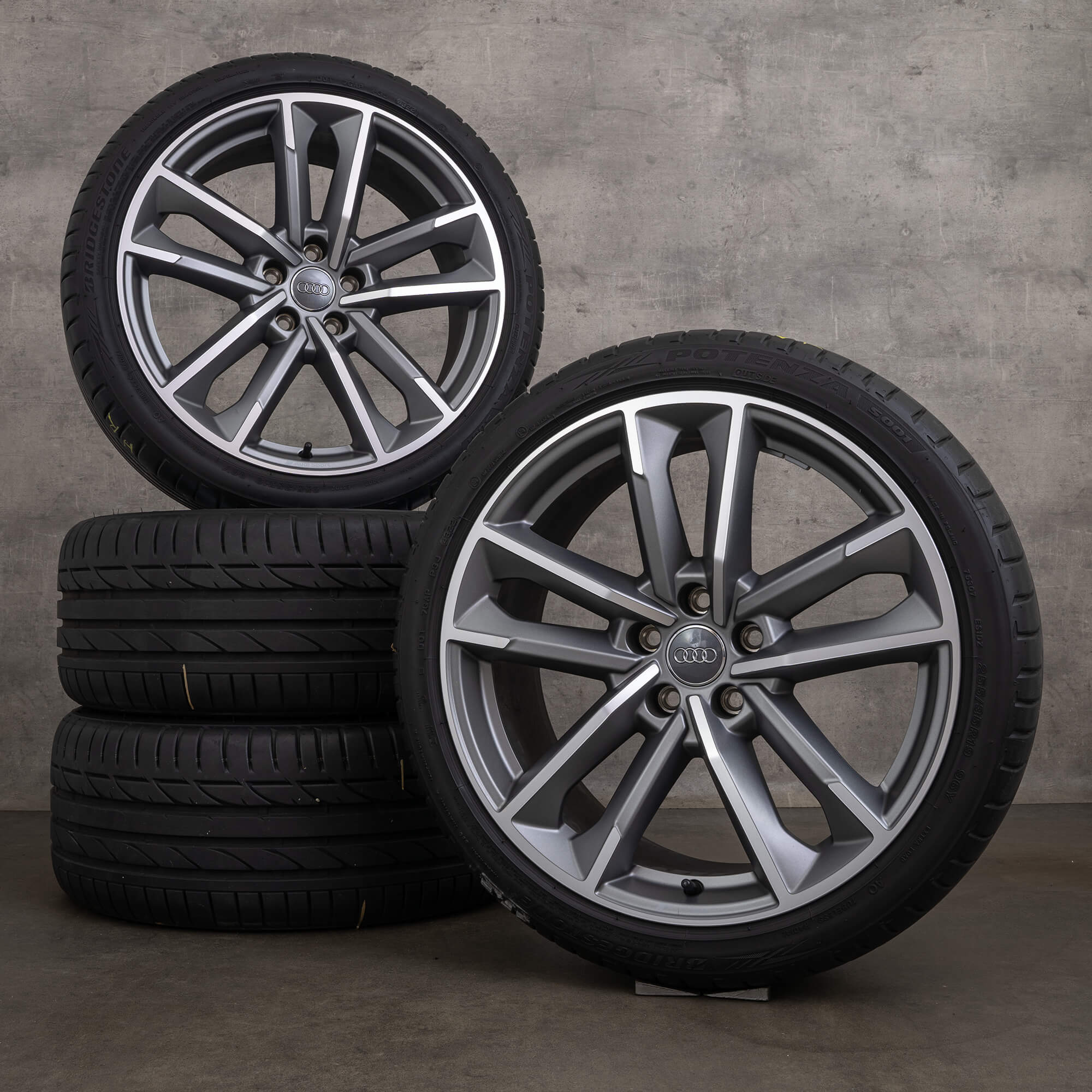 Originální Audi A5 S5 ráfky 19" 8W B9 F5 letni alu kola 8W0601025DC antracitově šedá high-lesk