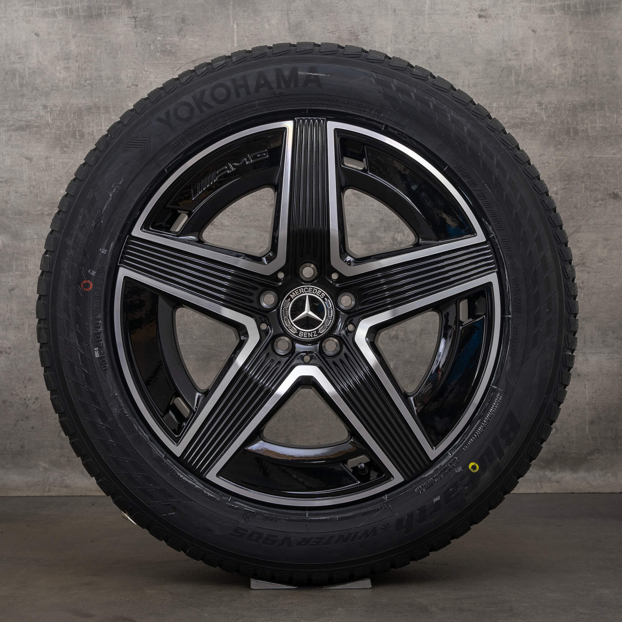 OEM Mercedes Benz GLC C254 rims 19 inch winter tires aluminum wheels A2544010400 A2544010500 black high-gloss