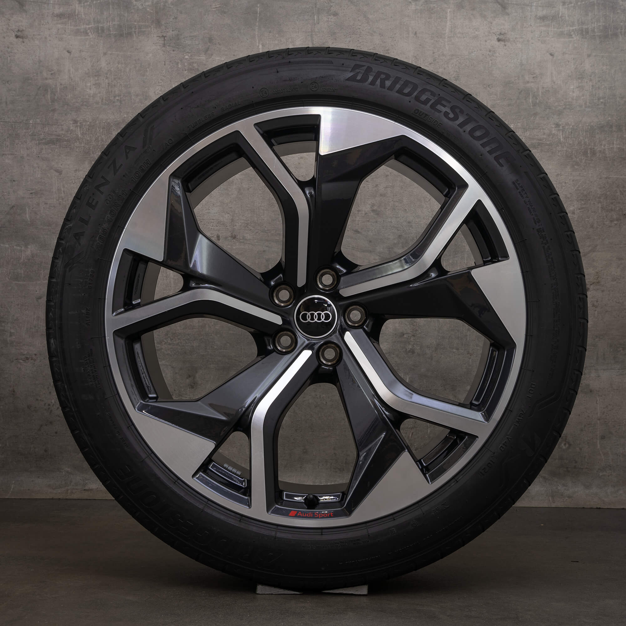 Jantes originais Audi e-tron 21 polegadas S GE rodas de verão Aero 4KE601025AD pretas alto brilho