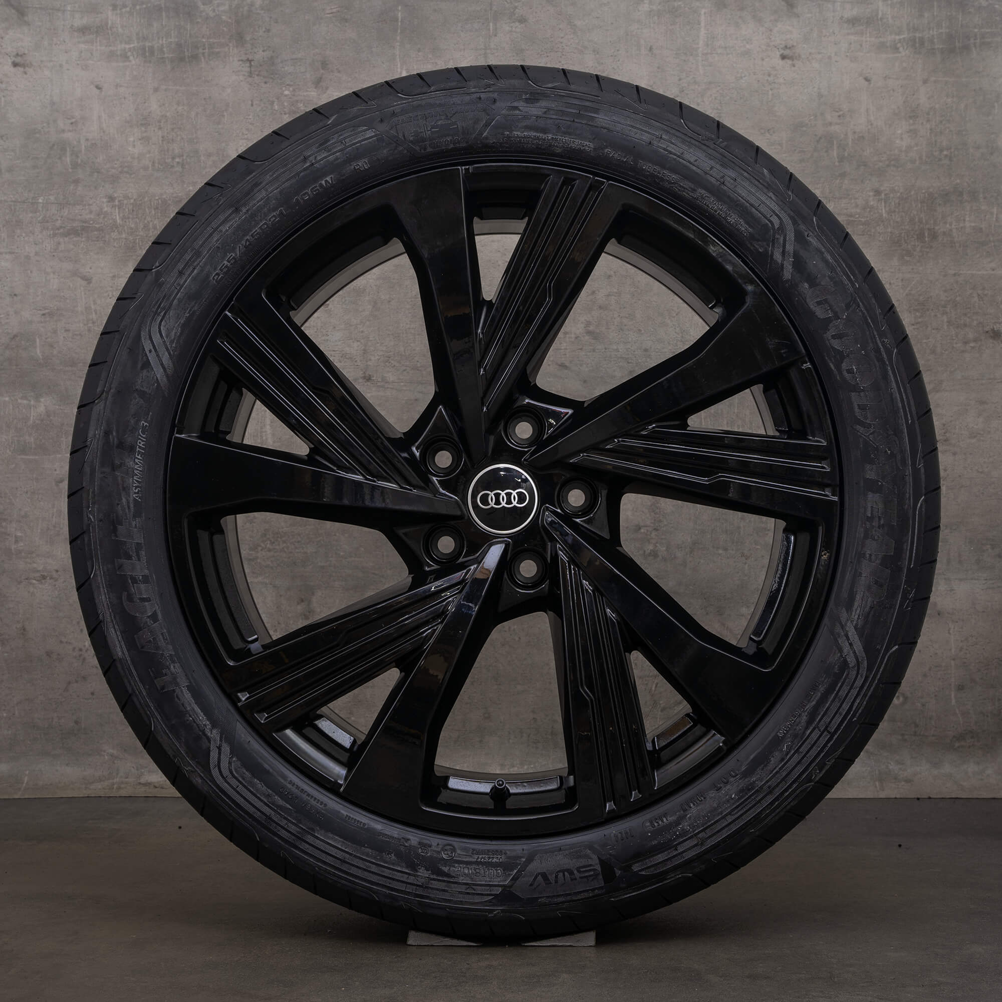 Originele Audi Q6 SQ6 e tron velgen 21 inch GF zomerwielen 85H601025K 85H601025H zwart hoogglans