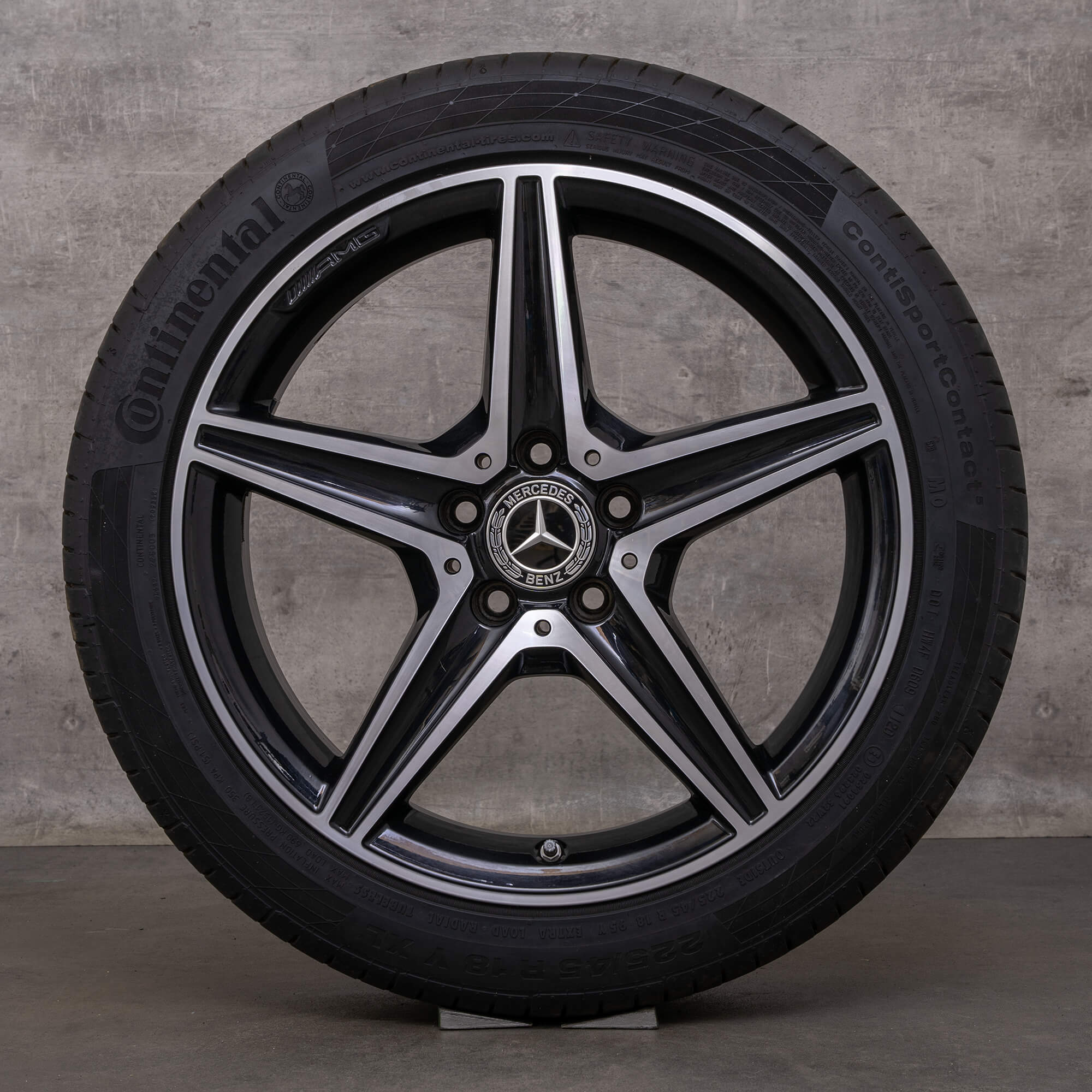 Genuine Mercedes Benz C-Class C43 C450 Sport AMG jante 18 inch W205 S205 C205 A205 de vară A2054014800 A2054017200 negru lucios rotit