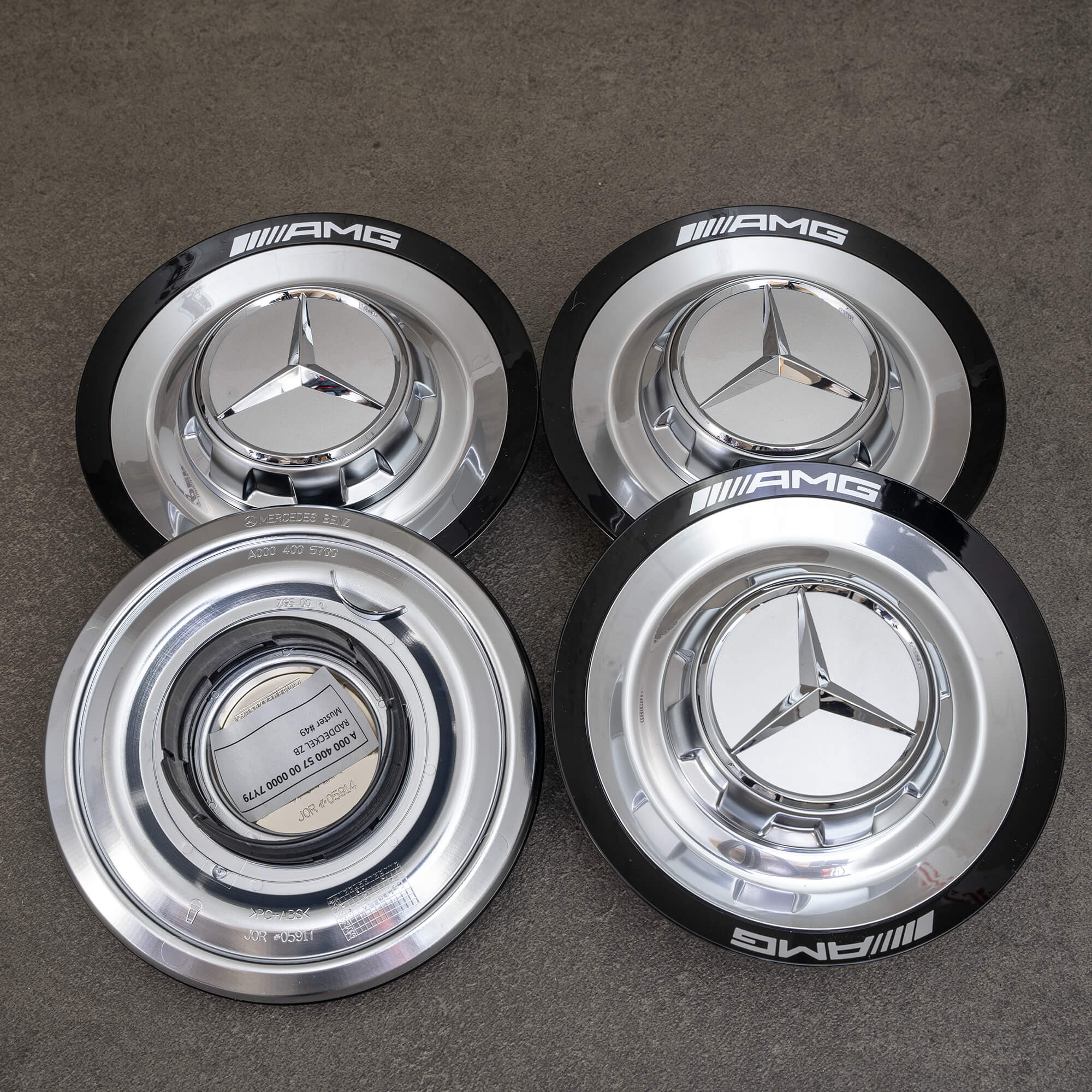 Orijinal AMG Mercedes W177 W214 göbek kapağı A0004005700 siyah gümüş YENİ