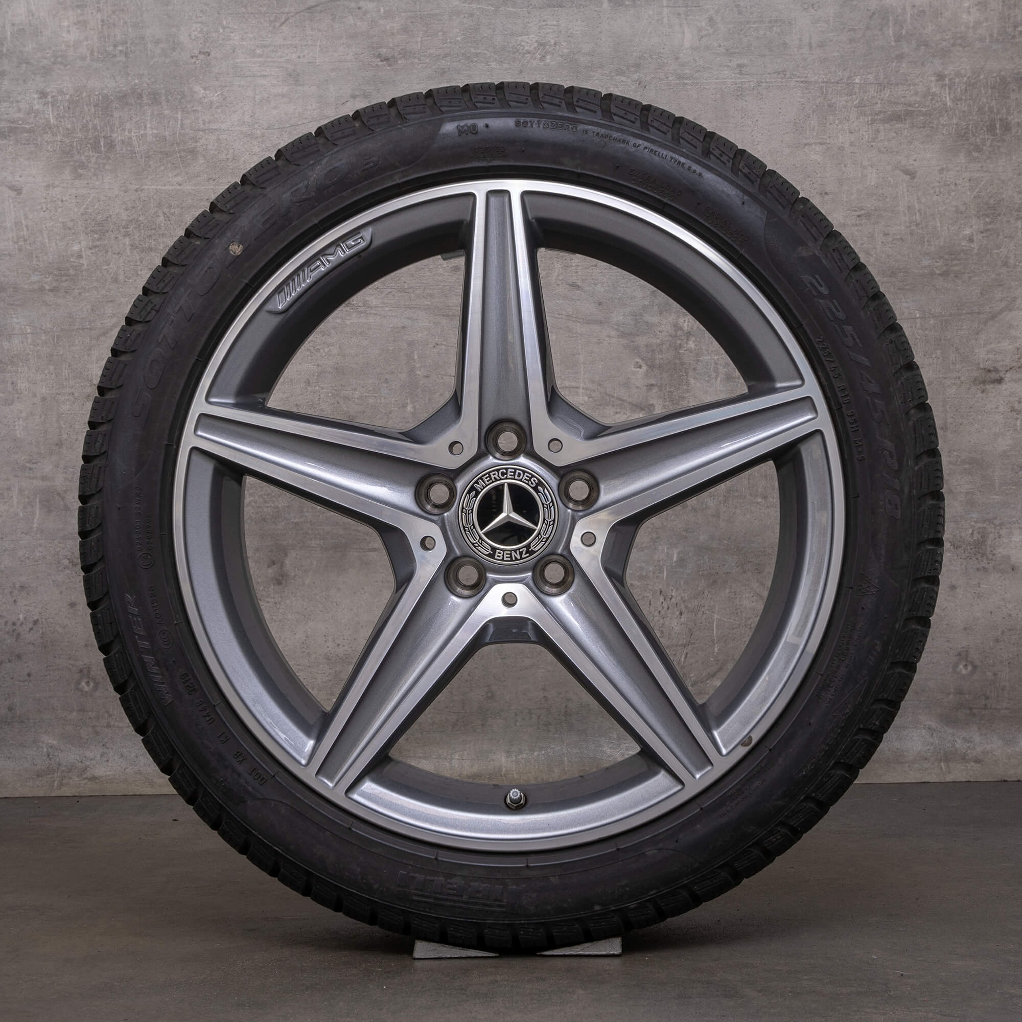 Originele Mercedes Benz C-klasse AMG wintervelgen 18 inch W205 S205 C205 A205 velgen A2054011100 himalayagrijs glanzend gedraaid