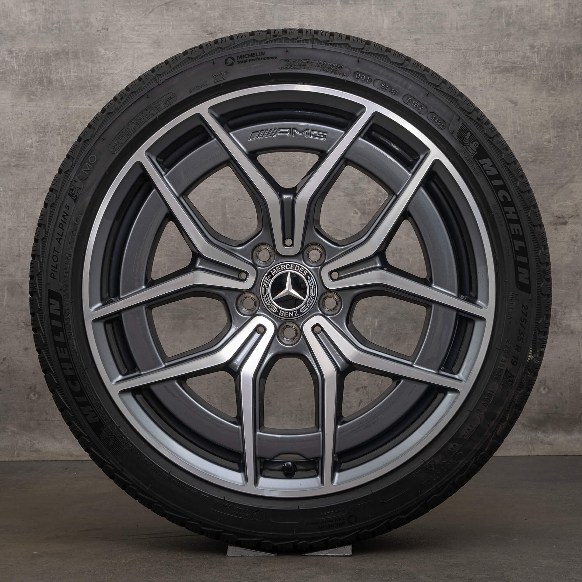 OEM AMG Mercedes Benz E Class W213 W238 19 inch rims winter tires A2134016600 himalaya grey high-sheen