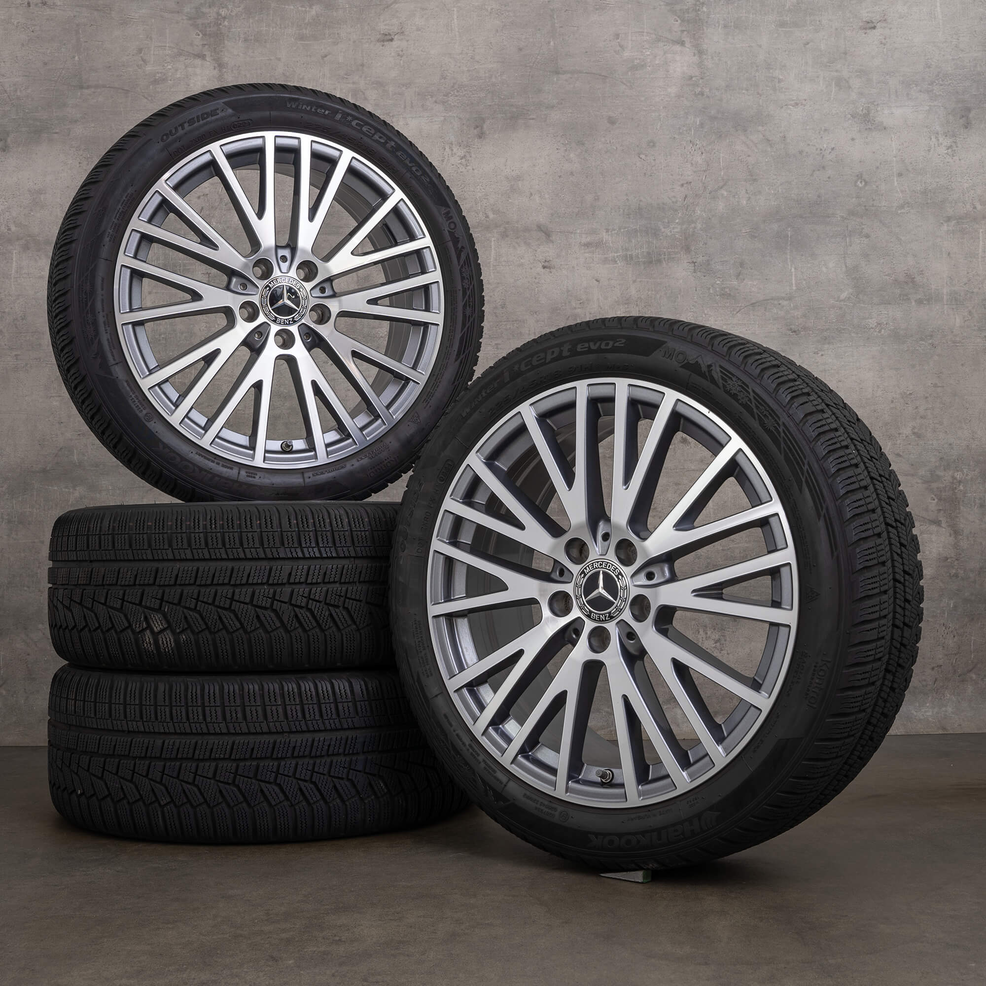 Jante originale Mercedes Benz Clasa A de iarna 18 inch W177 V177 CLA W118 jante anvelope A1774010600 gri himalaya