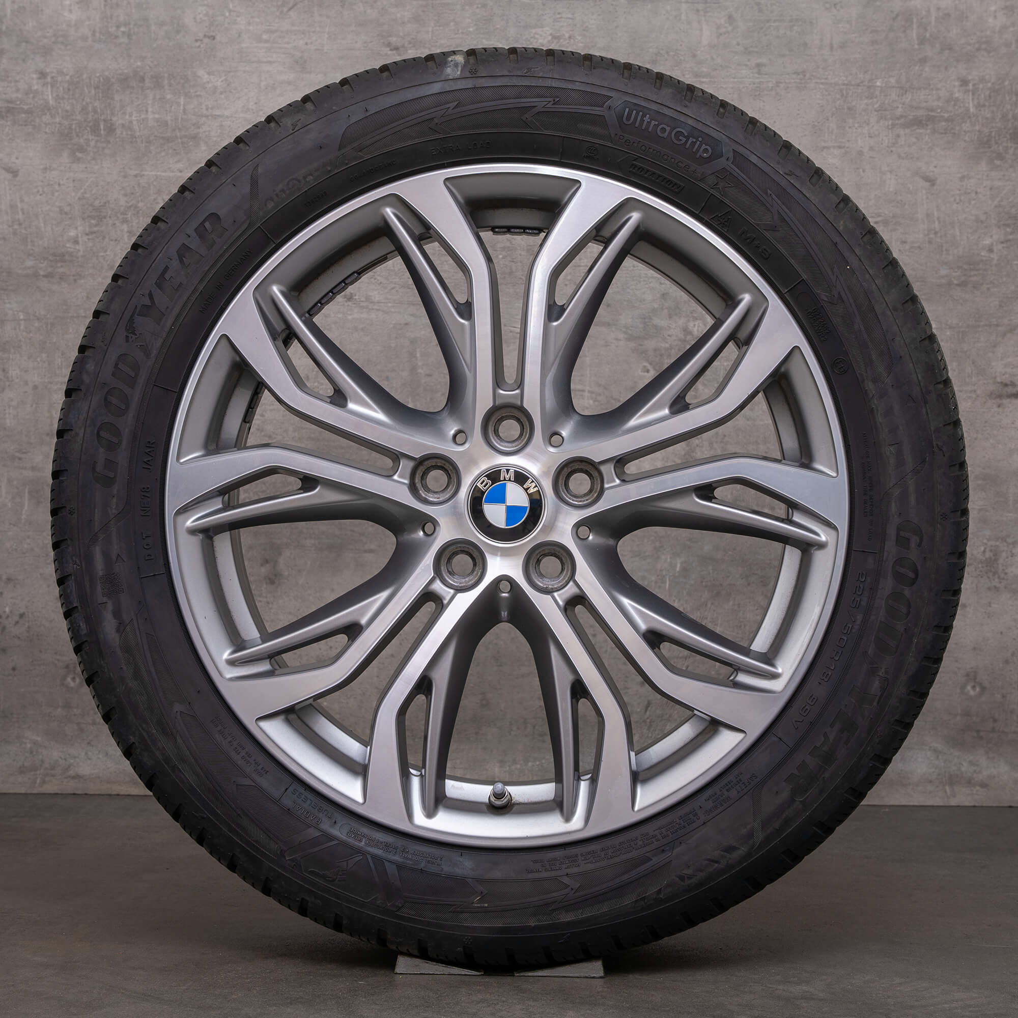 Original BMW X1 X2 Winterräder 18 Zoll F48 F39 Felgen Styling 566 6856067 ferricgrey glanzgedreht