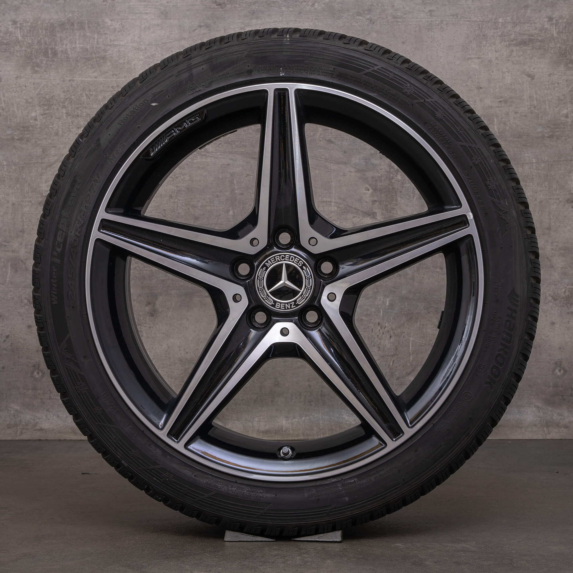 OEM Mercedes Benz C-Class C43 C450 Sport AMG winter wheels 18 inch W205 rims A2054014800 A2054017200 black glossy turned