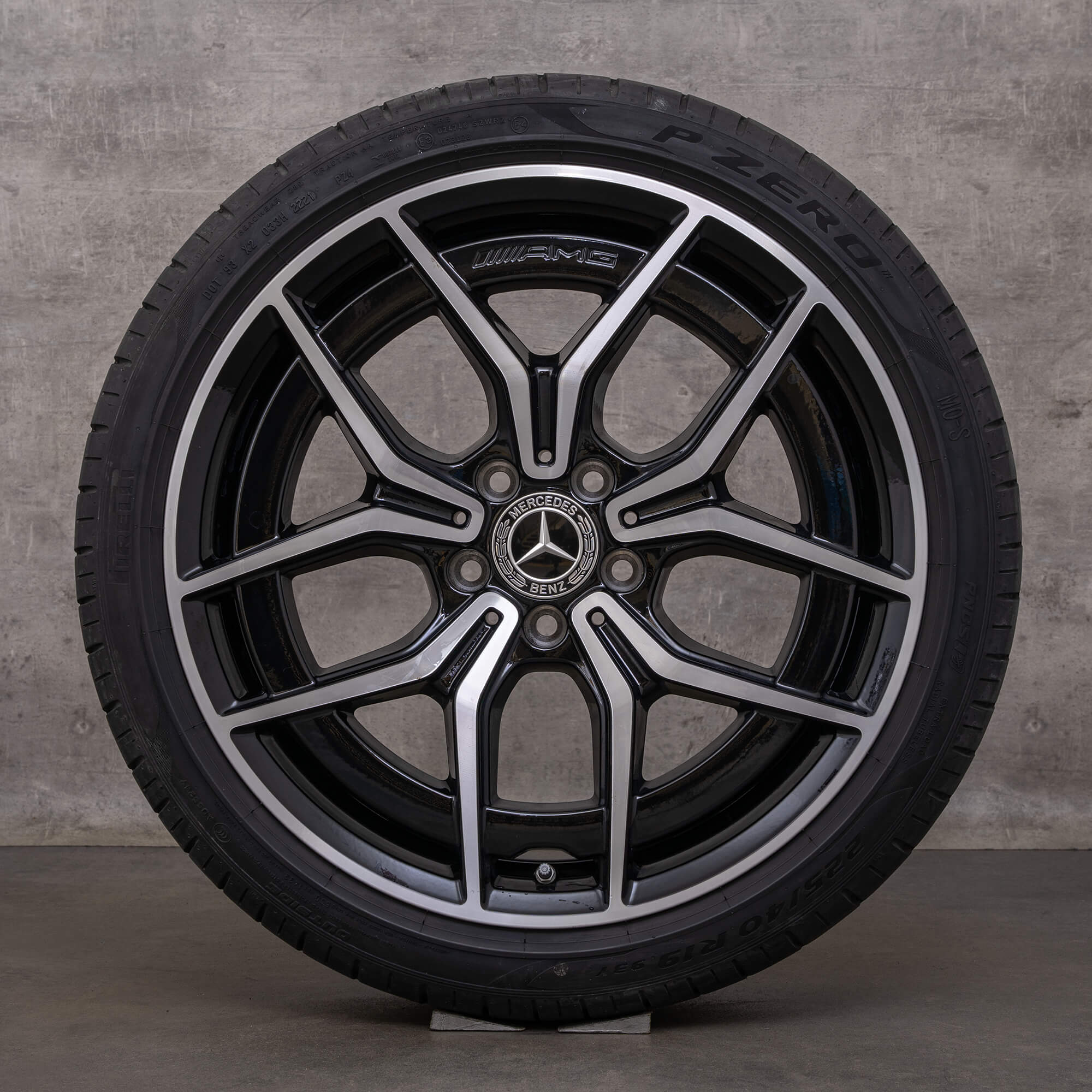 OEM Mercedes Benz C-Class AMG rims 19 inch W206 S206 summer wheels A2064016700 A2064016800 black glossy turned