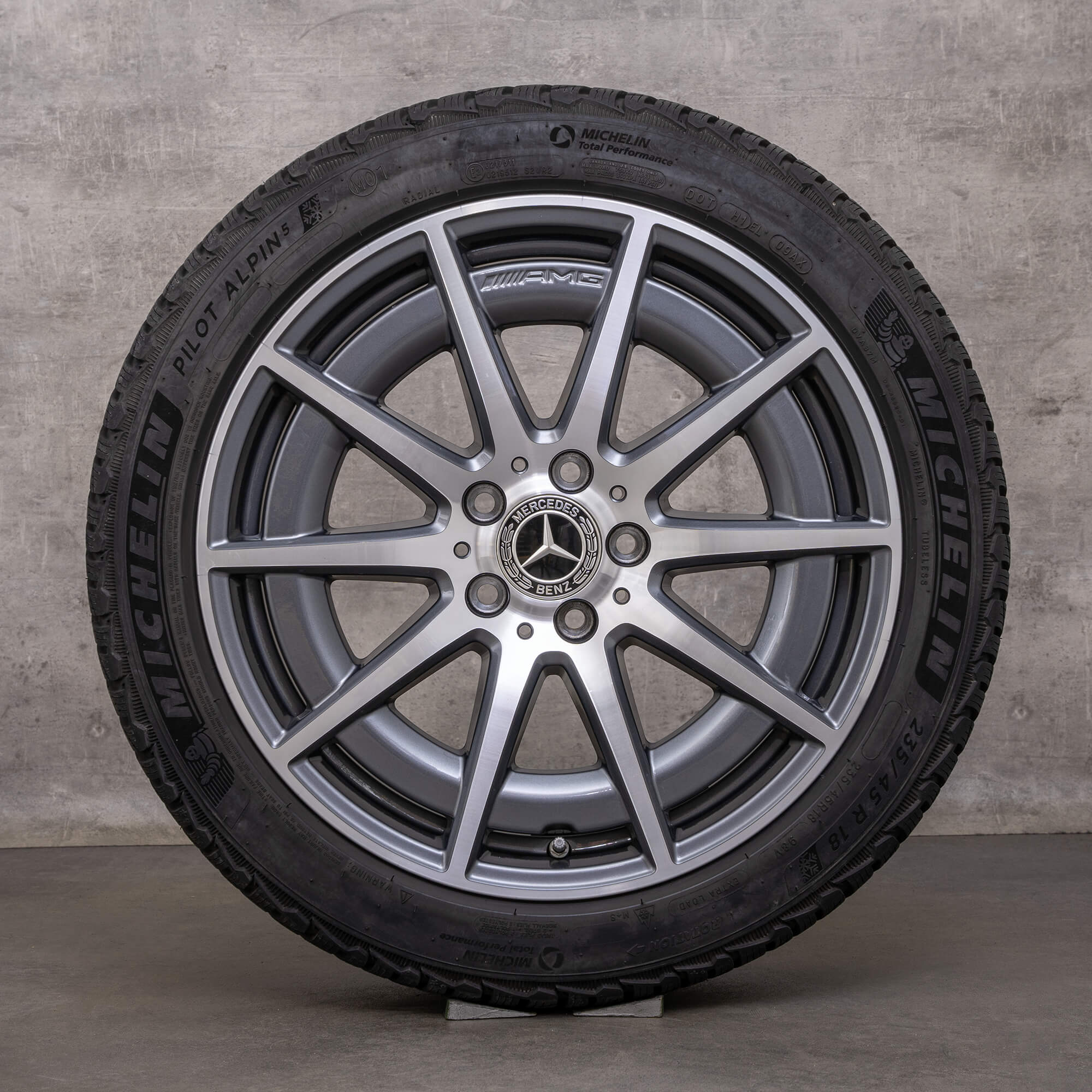 OEM AMG Mercedes Benz C-Class C43 winter tires 18 inch W206 S206 rims A2064012100 himalaya grey glossy turned