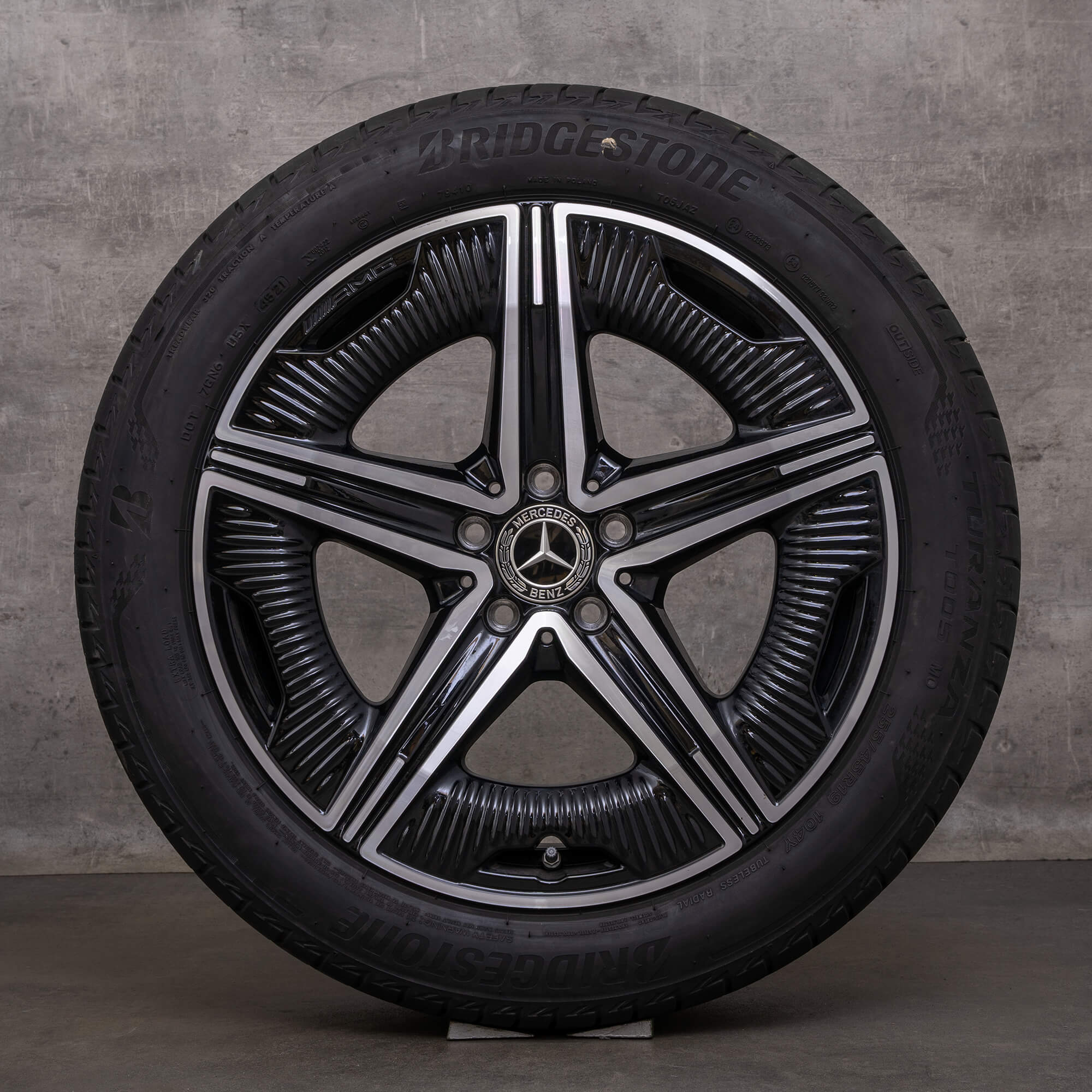 Originele Mercedes Benz EQE AMG velgen 19 inch V295 zomerwielen A2954012200 zwart glanzend gedraaid