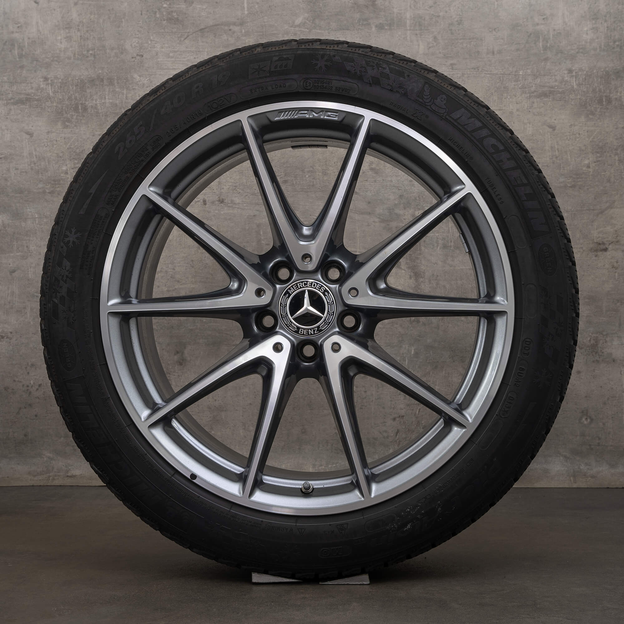 Jante originale AMG Mercedes Benz Clasa E E63 & S de iarnă 19 inch W213 S213 jante A2134012600 A2134012700 gri himalaya lucios