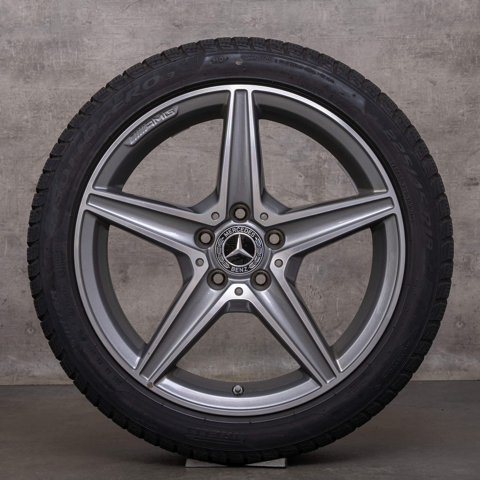 OEM Mercedes Benz C-Class AMG winter wheels 18 inch W205 S205 C205 A205 rims A2054011100 himalaya gray glossy turned