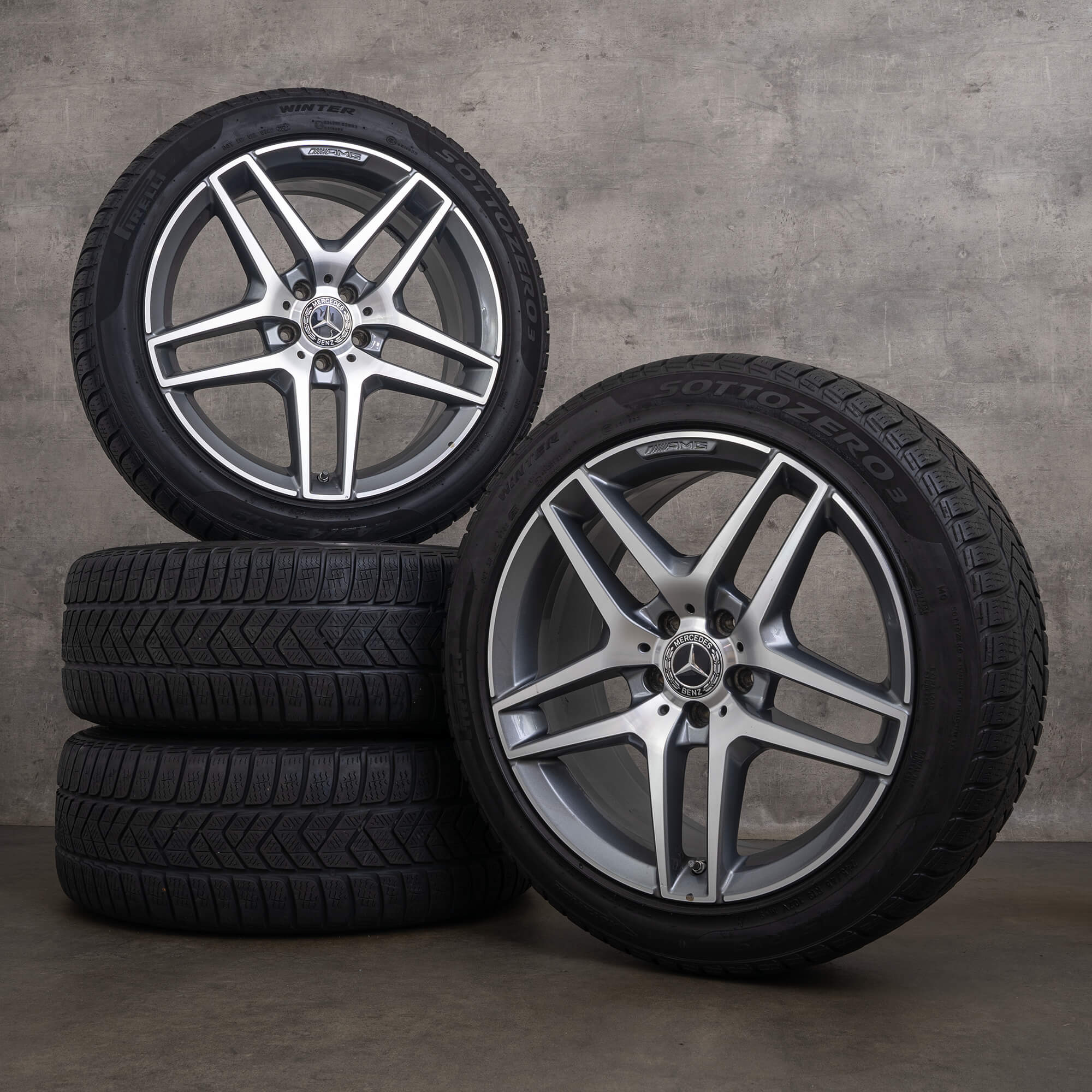 Originele Mercedes Benz AMG S Klasse velgen 19 inch W222 A217 C217 winterwielen A2224010000 Himalaya grijs hoogglans