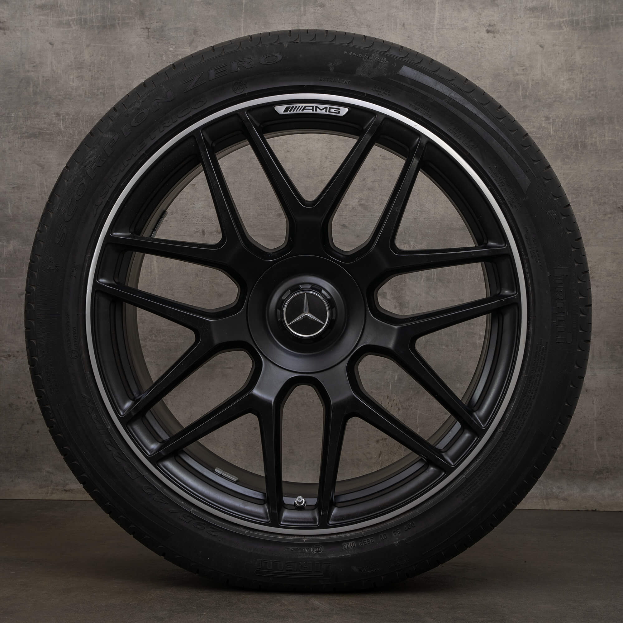 OEM Mercedes Benz G-Class AMG rims 22 inch W463A G63 summer wheels A4634012000 black edge polished