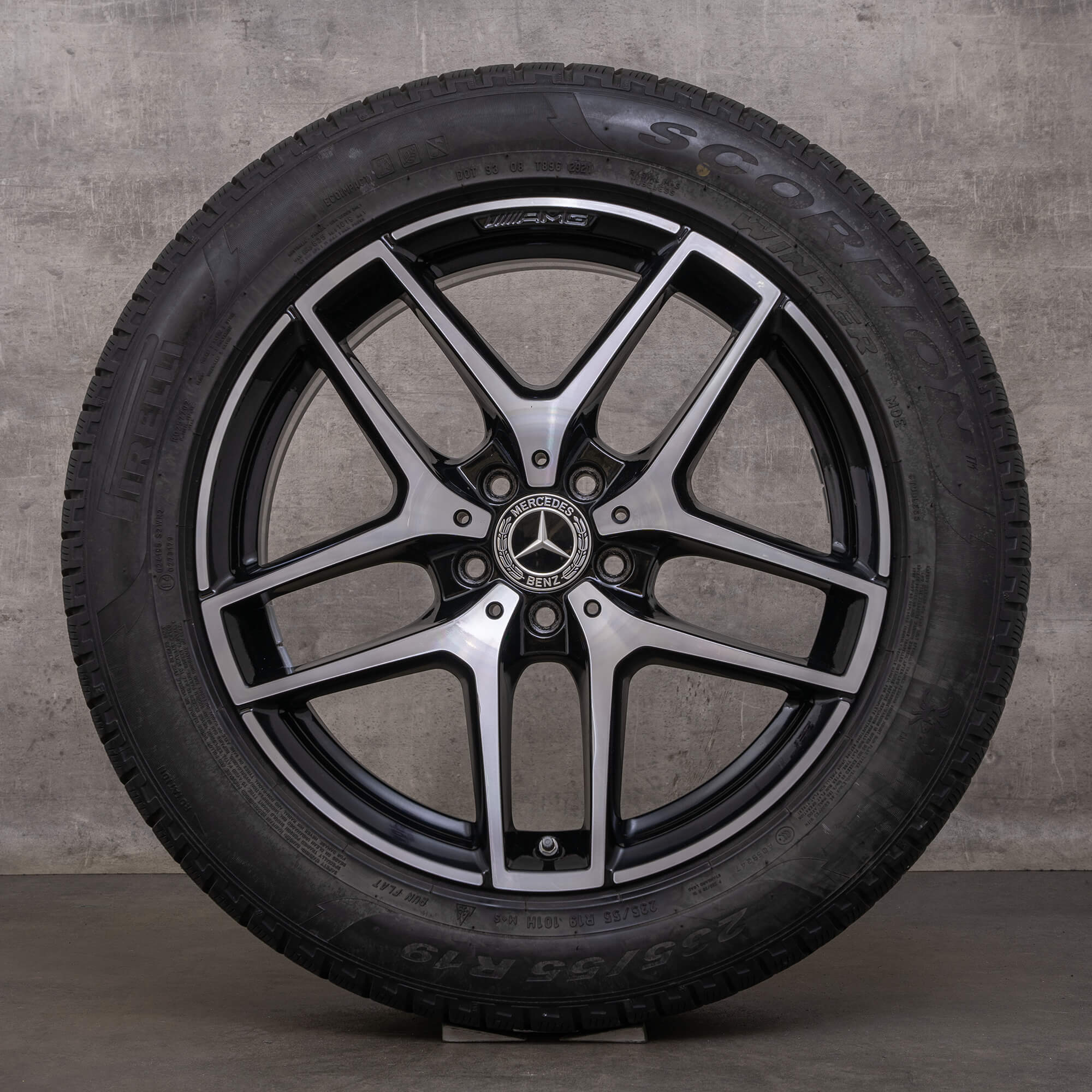 Originální zimni alu kola Mercedes Benz GLC AMG 19" disky C253 X253 A2534011800 černé lesklé soustružené