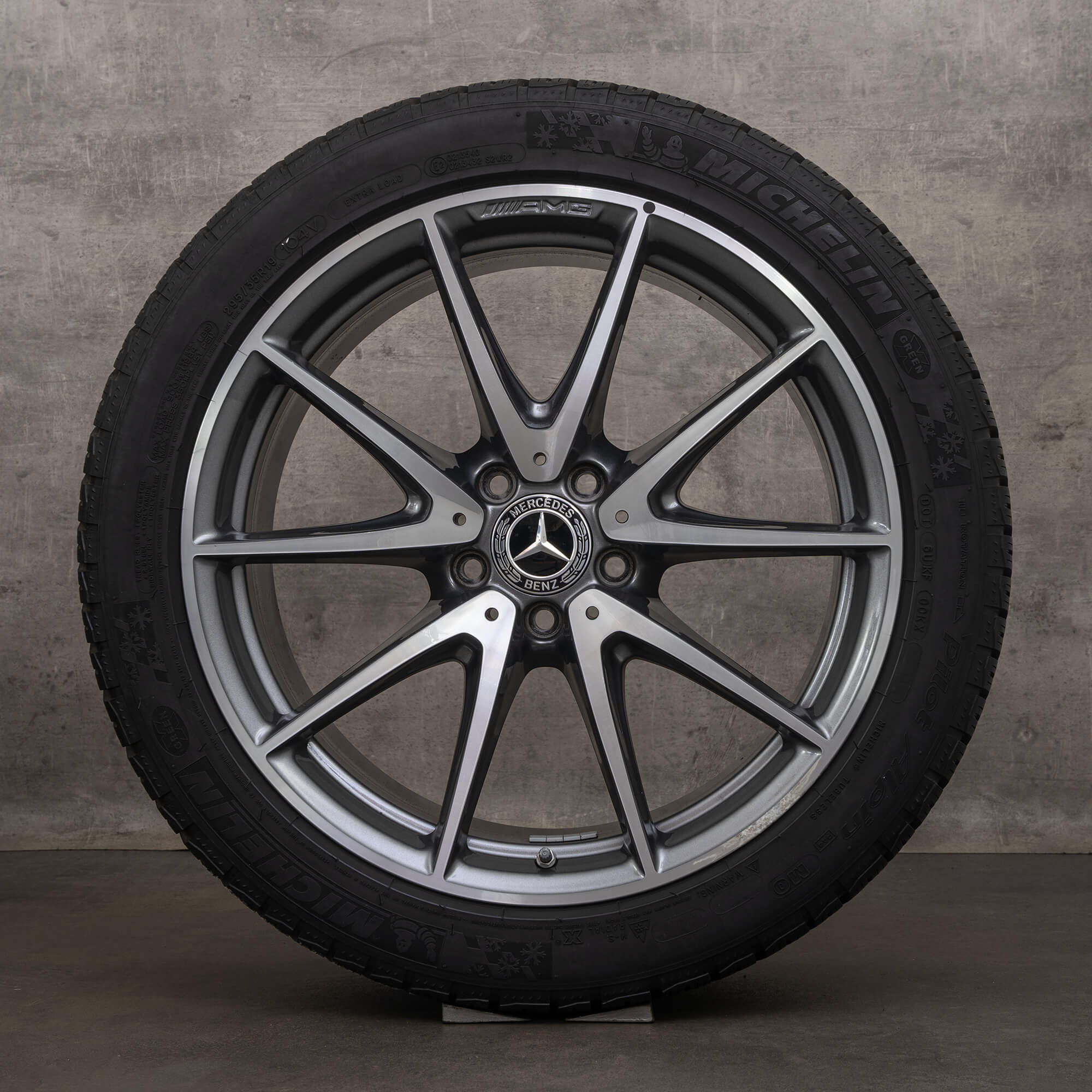 Jante originale AMG Mercedes Benz Clasa E E63 & S de iarnă 19 inch W213 S213 jante A2134012600 A2134012700 gri himalaya lucios