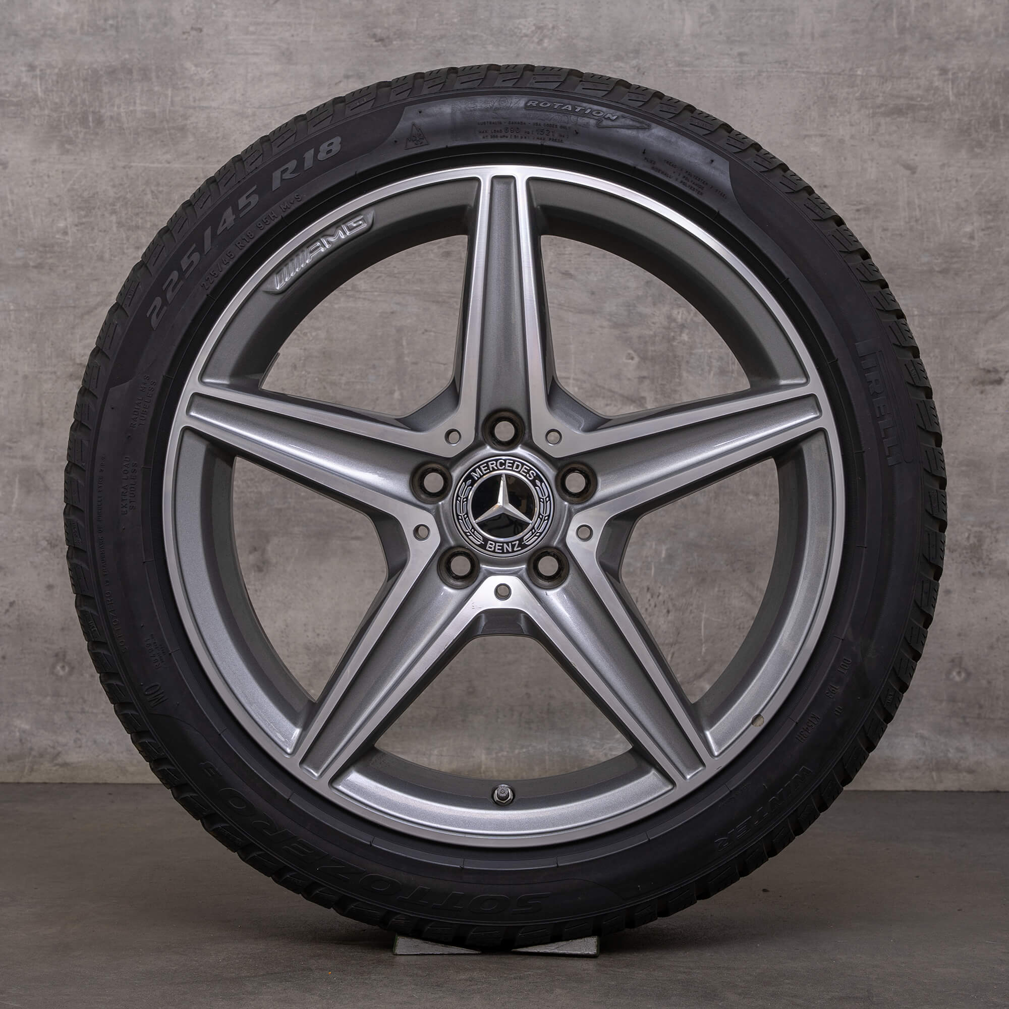 OEM AMG Mercedes Benz C-Class winter tires 18 inch W205 S205 C205 A205 rims A2054011100 himalaya grey glossy turned