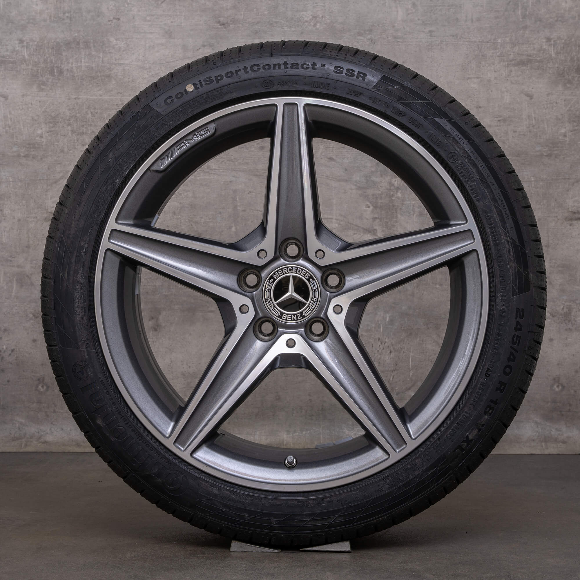 Originele Mercedes Benz C-Klasse AMG velgen 18 inch W205 S205 C205 A205 A2054011100 A2054011200 himalayagrijs glanzend gedraaid