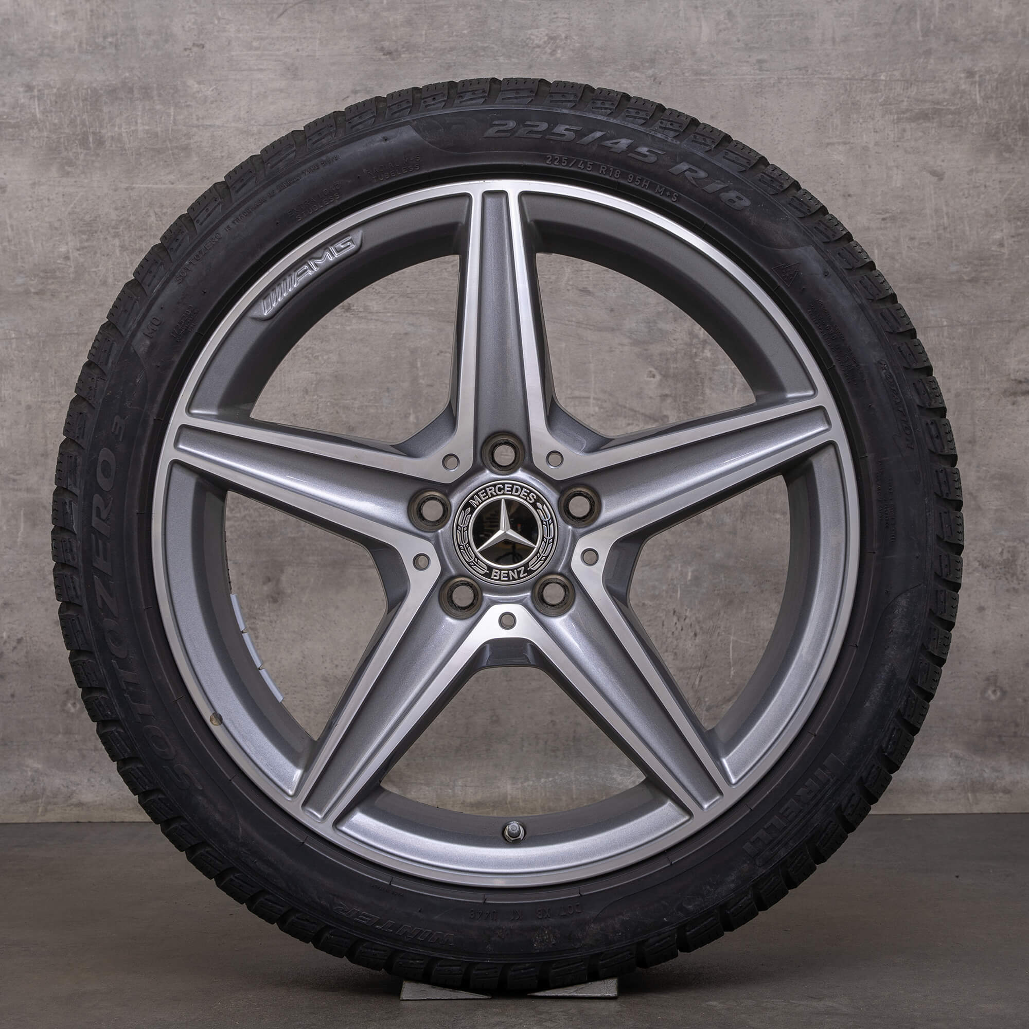 OEM Mercedes Benz C-Class AMG winter wheels 18 inch W205 S205 C205 A205 rims A2054011100 himalaya gray glossy turned