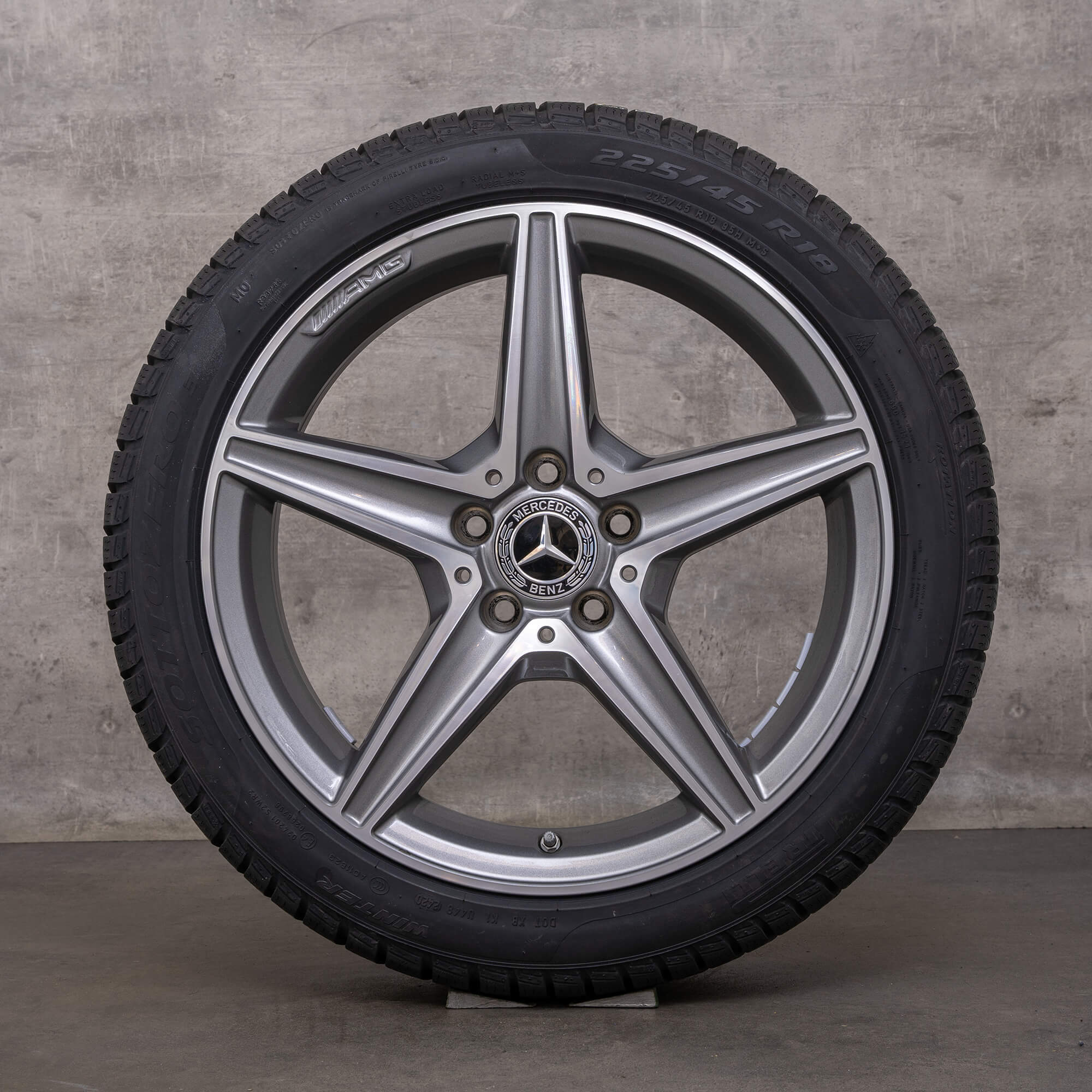 Originele Mercedes Benz C-klasse AMG wintervelgen 18 inch W205 S205 C205 A205 velgen A2054011100 himalayagrijs glanzend gedraaid