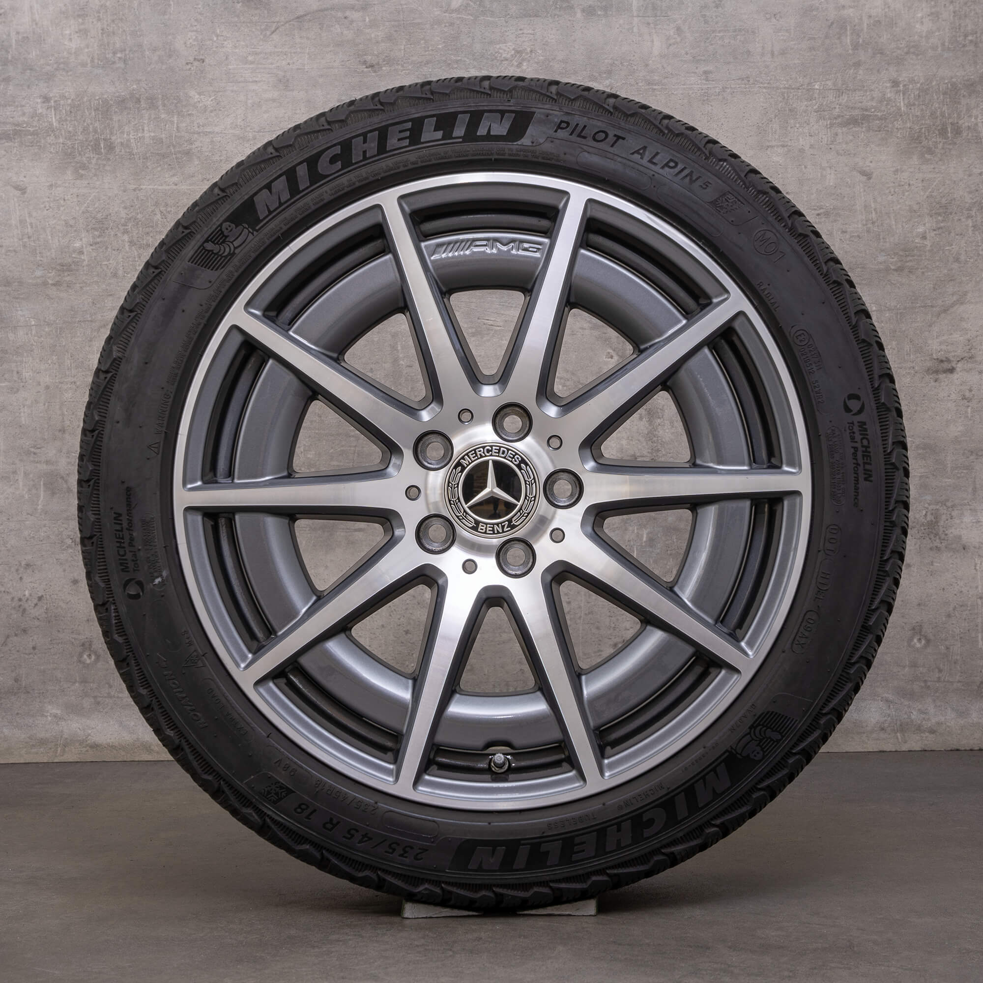 OEM AMG Mercedes Benz C-Class C43 winter tires 18 inch W206 S206 rims A2064012100 himalaya grey glossy turned