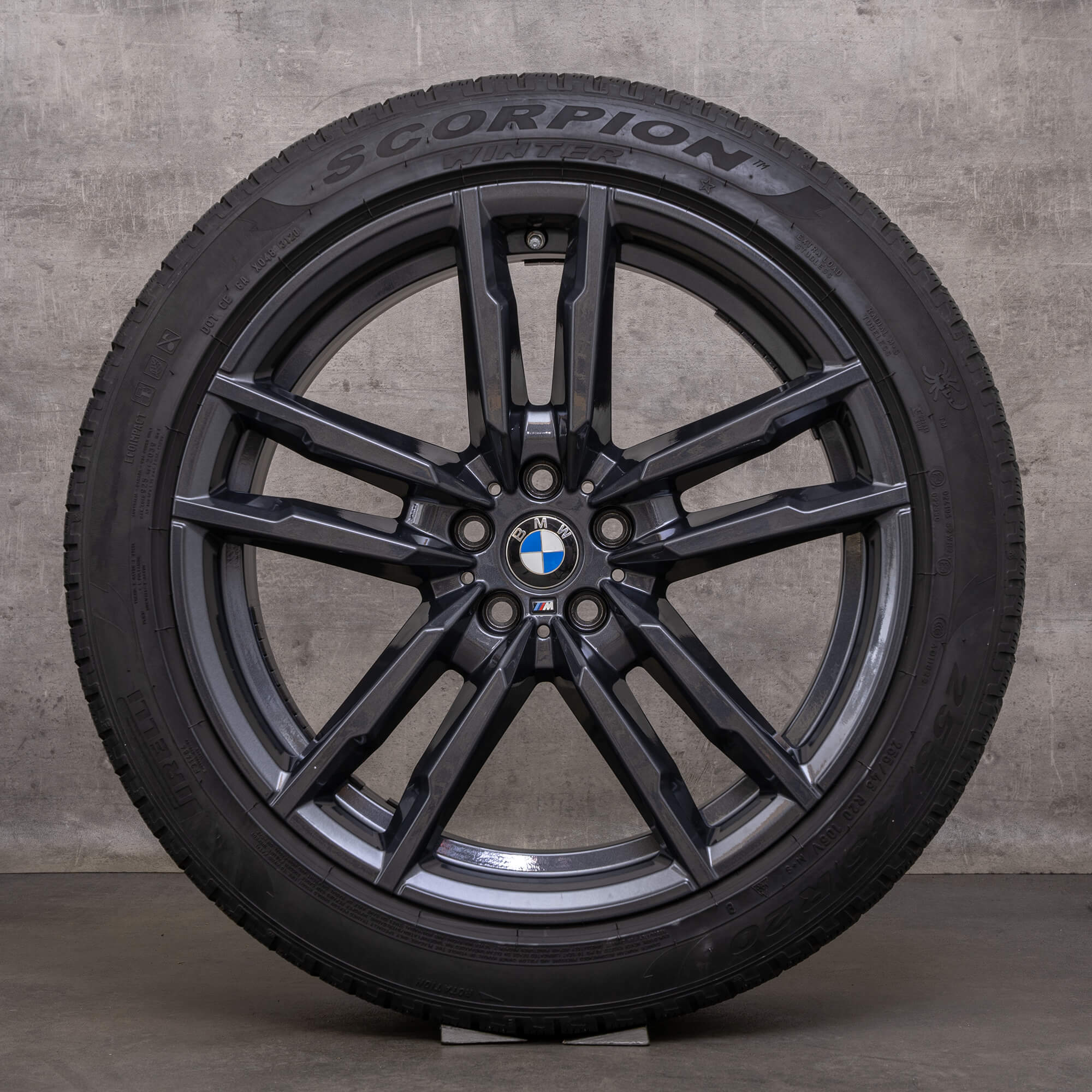 Originální BMW X3M X4M kompletni zimni alu kola 20" F97 F98 disky 764 M 8059723 8059724 černá lesklá