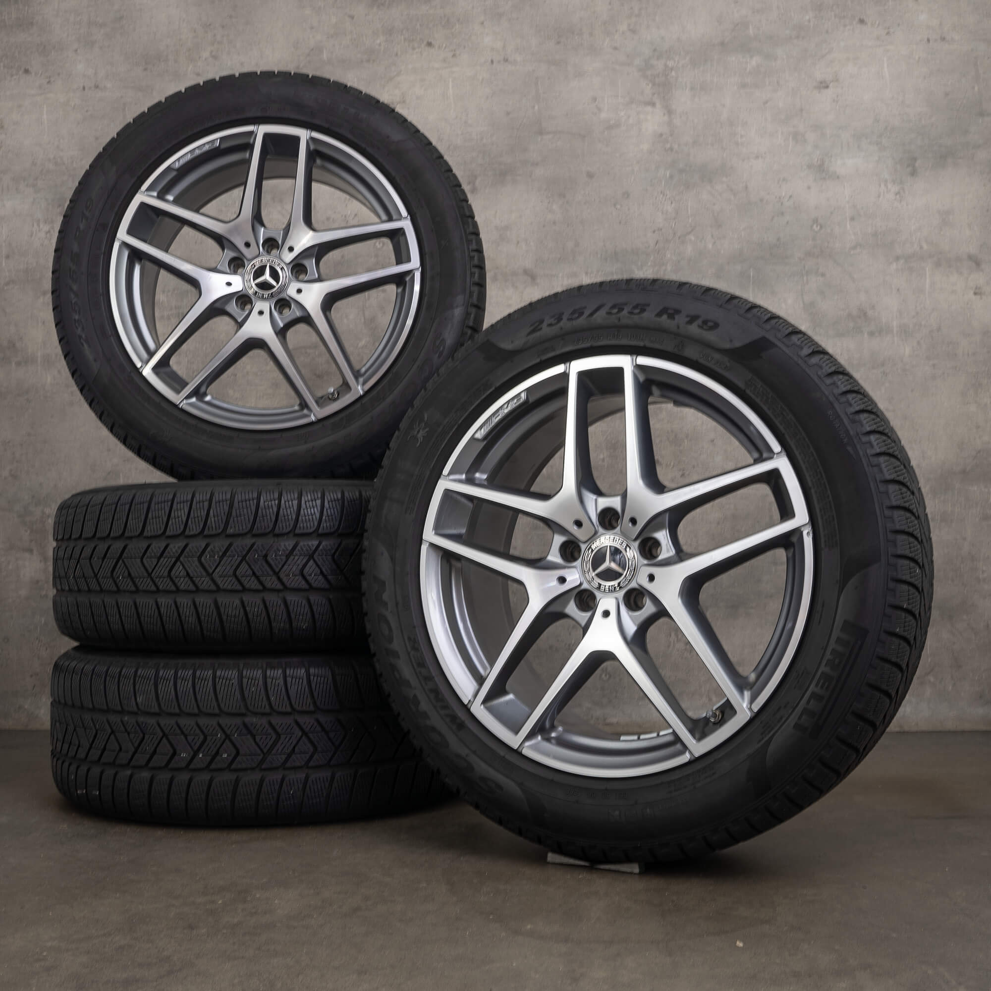 Originální zimni alu kola Mercedes Benz GLC AMG 19" disky C253 X253 A2534011800 himalaya šedá lesklá soustružená