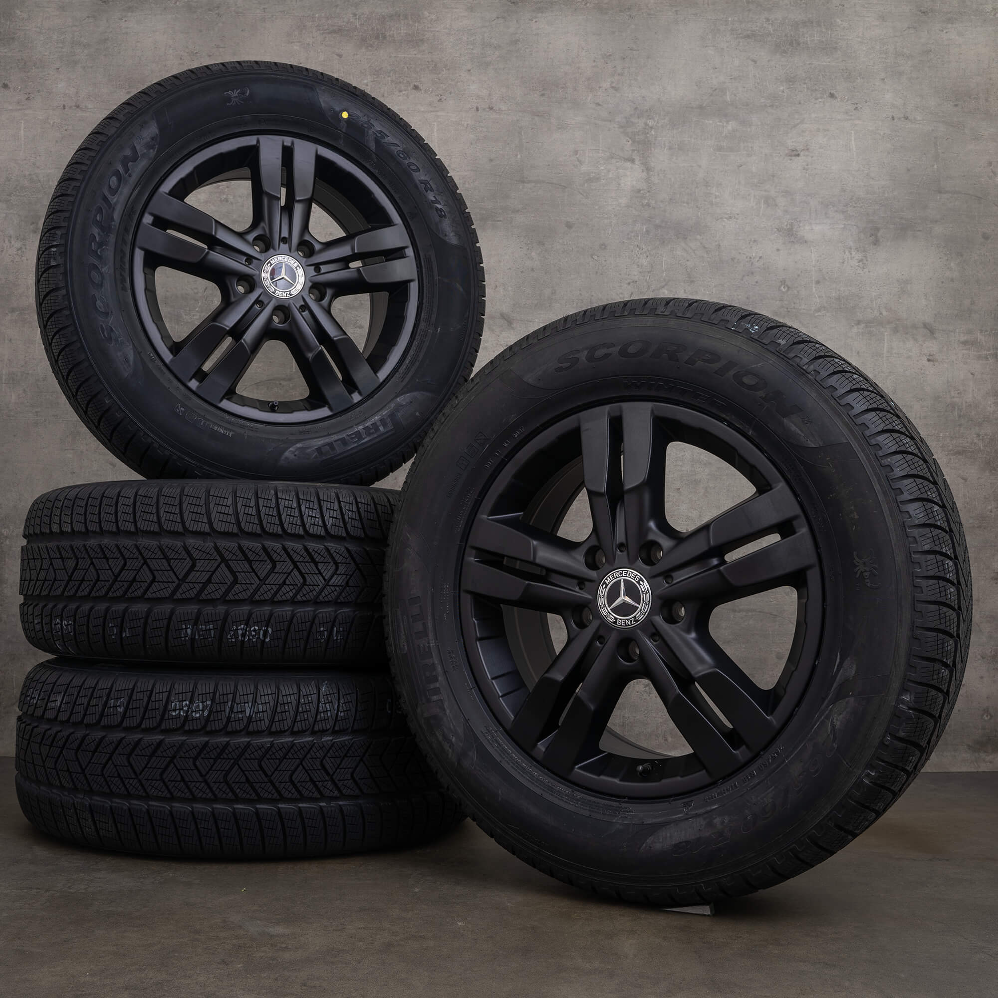 OEM Mercedes G Class W463 18 inch winter tires rims A4634012202 black matt