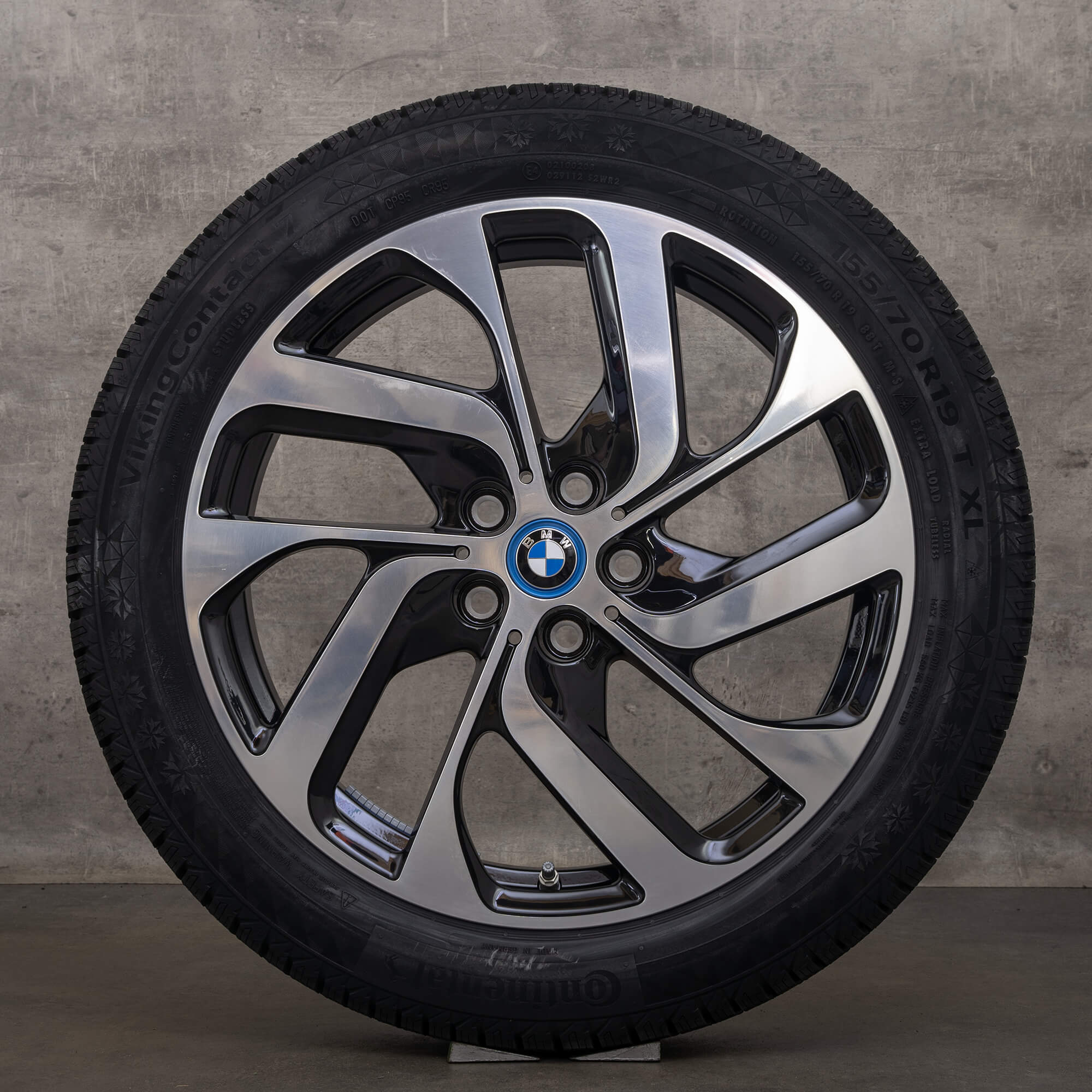 Cerchioni originali BMW i3 19 pollici I01 invernali 6856894 Styling 428 design a turbina nero intenso lucidato NUOVO